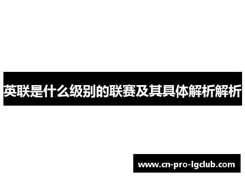 英联是什么级别的联赛及其具体解析解析
